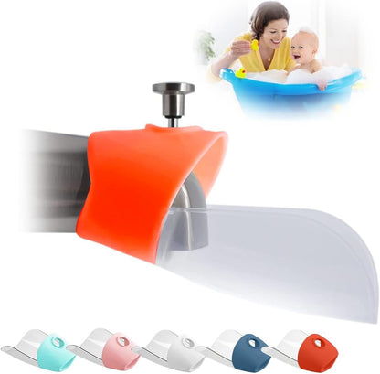 Bath Helper - Bath Tub Faucet Extender - Guides Water Directly from Faucet to Baby Bath Tub Without Excessive Water Waste and Splashing (Clear White)