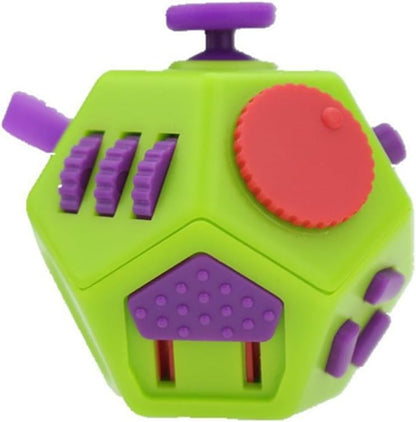 Small Fidget Toys Cube, Small Fidget Toy - 12 Sides Decompression Cube Anti Anxiety and Relief Stress Improve Focus Creative Unique Fidget Toy for Kids and Adults, with Carry Case(Black E1)