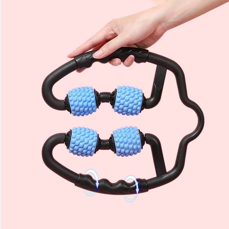 4 Wheels Foam Roller Muscle Massager for Leg Neck Hand Arm,Trigger Point Muscle Relax Massager Indoor Sports Yoga Bodybuilding Equipment (Black)