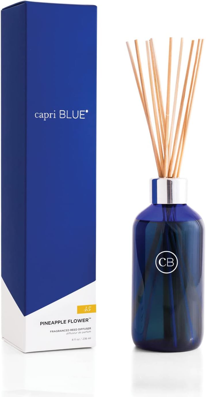 Capri Blue Volcano Reed Diffuser Set, Includes Reeds, Fragrance Oil, and Glass Bottle for Home Décor, Room Fresheners, White (8 Fl Oz)