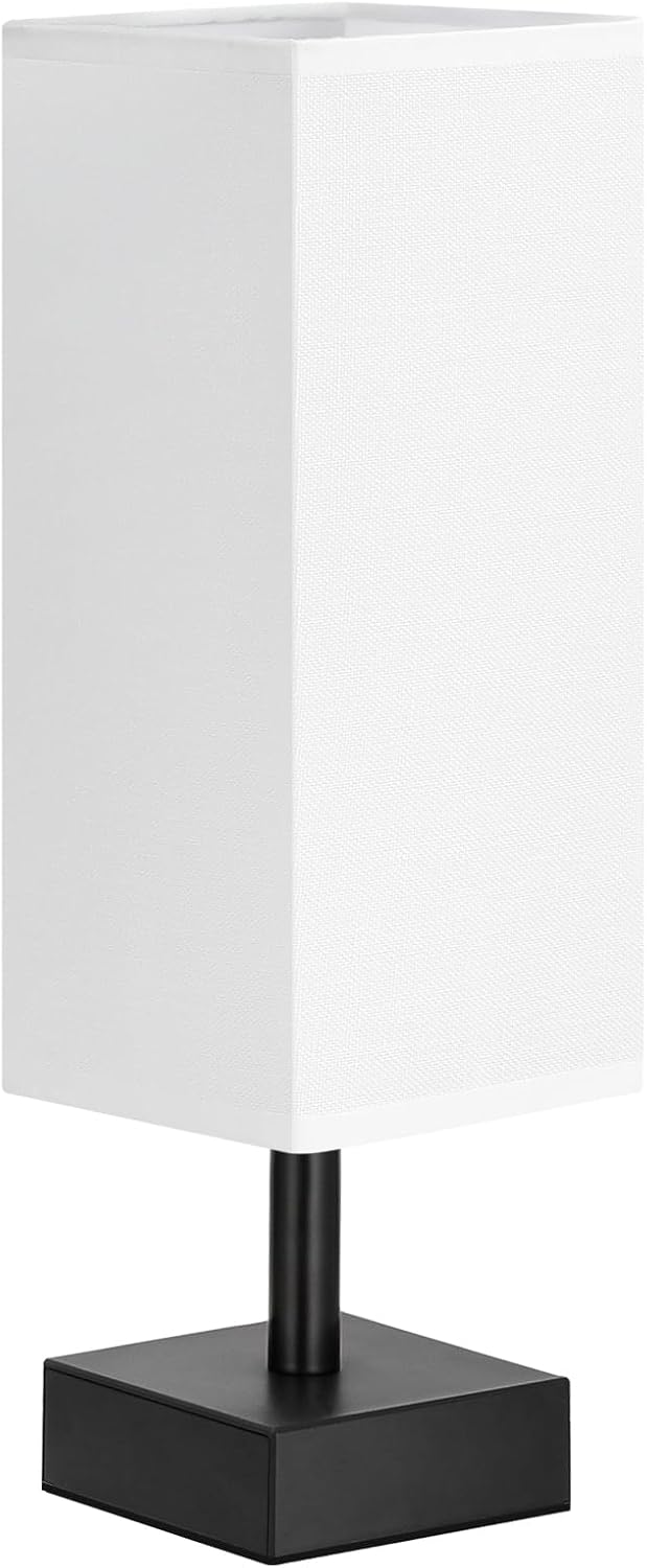 aooshine Small Table Lamp for Bedroom - Bedside Lamps for Nightstand, Minimalist Night Stand Light Lamp with Square Fabric Shade, Desk Reading Lamp for Kids Room Living Room Office Dorm