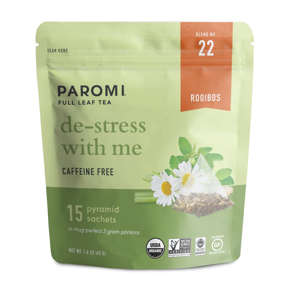 Paromi Chamomile Lavender Rooibos Organic Tea, Signature Jar, 15 Count