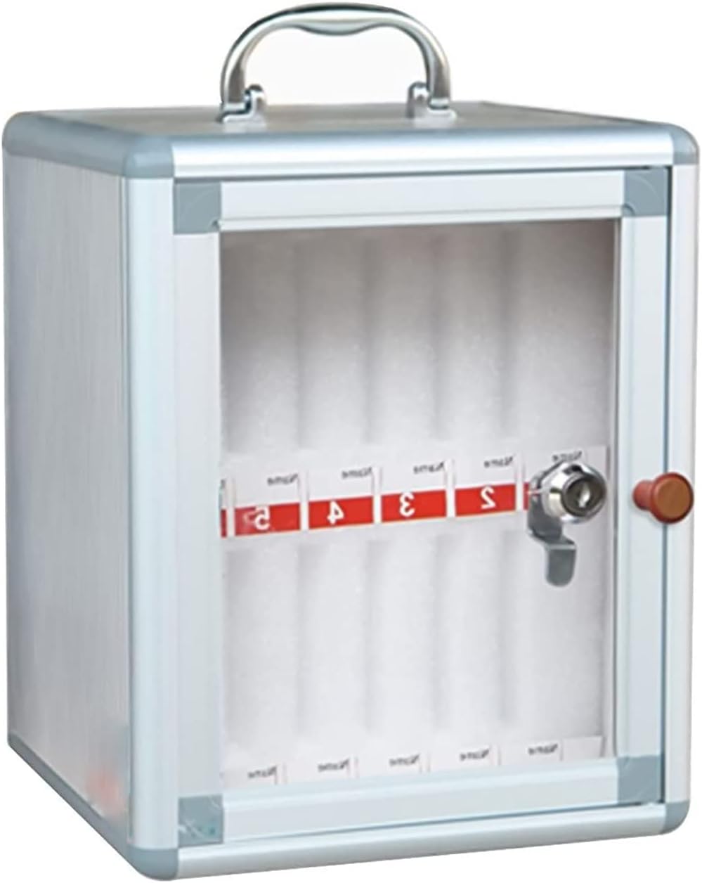 Aluminum Alloy Cell Phone Charging Station & Storage Cabinet - 6/12 Slot Locker with Handle for Classroom, Office, and Event Use - Clear Pocket Chart,12 Slots