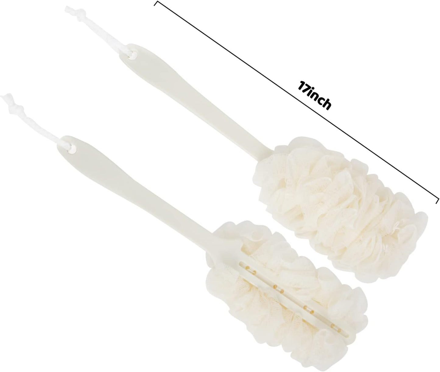 Evmliy Back Scrubber for Shower, Loofah Sponge Brush Exfoliating Body, Long Handle Scrub Brush for Shower with Loofah on a Stick for Back Use, Bathing Accessories Body Brushes (2Pack)