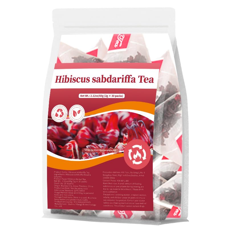 Kuting Premium Hibiscus Tea Bags, 100% Natural Herbal Mint Tea, Sugar Free, Gluten Free, Soy Free, Non-GMO, 30 Count Round Eco-Conscious Teabags (Hibiscus Tea)