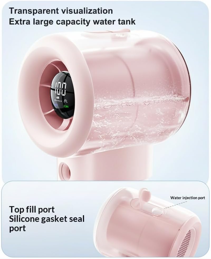 Handheld Turbo Misting Fan with LED Display & Safety Lock