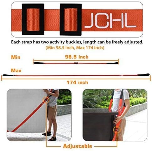 Moving Straps 2-Person Lifting and Moving System Adjustable Shoulder Lifting Carrying and Moving Straps Easily Move Lift Carry Secure Furniture Heavy Objects Orange