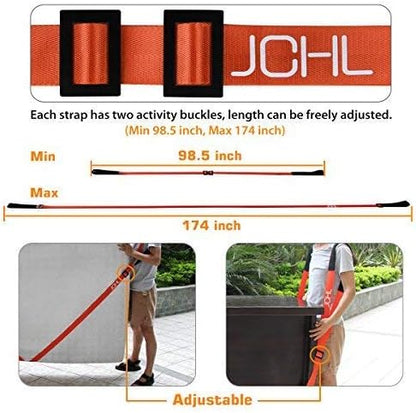 Moving Straps 2-Person Lifting and Moving System Adjustable Shoulder Lifting Carrying and Moving Straps Easily Move Lift Carry Secure Furniture Heavy Objects Orange