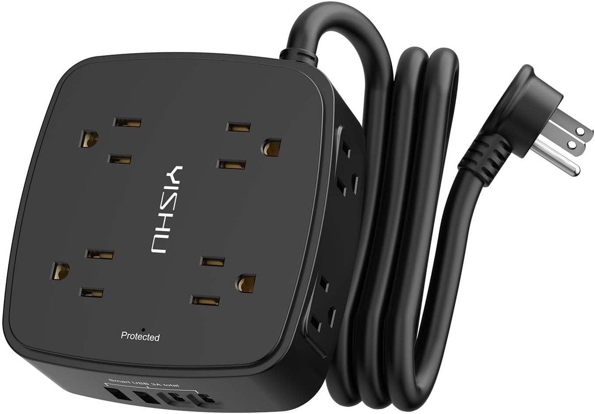 YISHU 6Ft Surge Protector Power Strip with 8 Widely Outlets & 4 USB Ports