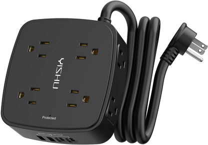 YISHU 6Ft Surge Protector Power Strip with 8 Widely Outlets & 4 USB Ports