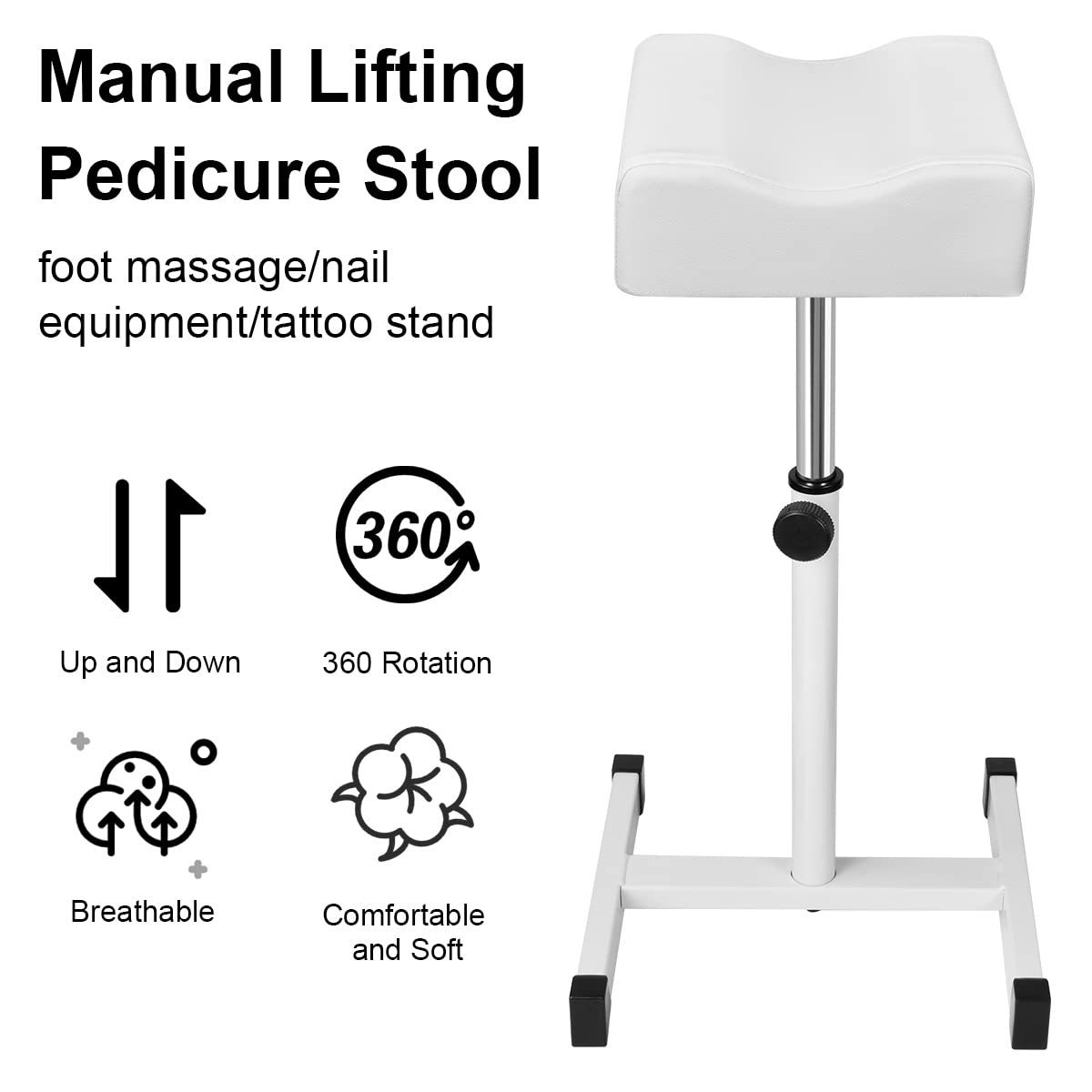 FLOLXNB Pedicure Manicure Footrest, Foot Massage Manicure Nail Beauty Stool Stand, Adjustable Height Footstool for Home Beauty Salon Spa Tattoo (Pink)