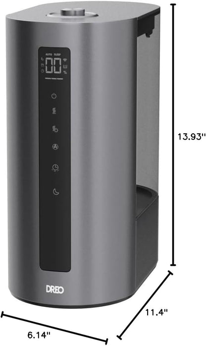 DREO 6L Smart Warm & Cool Mist Humidifiers for Bedroom HM713S | 60-Hour Quiet Runtime for Large Room, 500ML/HR Output, Smart Humidity Sensor, Indicator Light, Works with Alexa & Google