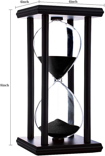 BELLAWARE Hourglass Timer with Red Sand, 60 Minute Wooden Sand Timer | Creative Handcraft Decoration