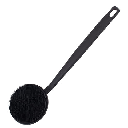 DNC Back Scrubber for Shower Soft Silicone Bath Body Brush with Long Handle (Black)