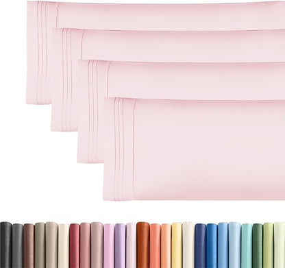 Standard Pillow Cases Set of 10 - Ultra Soft Hotel Quality Pillowcase Covers - Comfy, Cozy & Wrinkle Free - Shrink, Stain and Fade Resistant - Machine Washable Pillow Protectors - 10 Pcs Set - White - Colors A