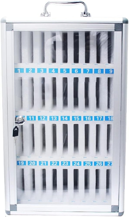 Large Capacity Wall Mounted Phone Storage Cabinet 48/60 Slots Aluminum Alloy with Handle Portable Charging Station for Home & Office Use,12