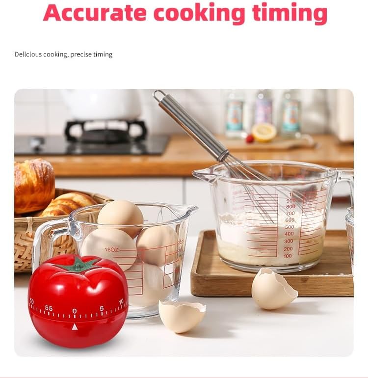 Mechanical Kitchen Timer, Red, 60 Min Countdown | Loud Alarm for Cooking, Easy to Use, Battery-Free