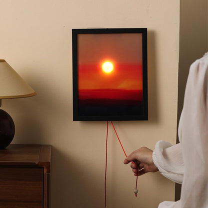Creative Sunset Wall Lamp, Wall Decoration Art, Rechargeable Sunset Projection Lamp with Lift Control, Wall-Mounted Sunrise to Sunsets Atmosphere Light for Bedroom Living Room Party (8.6 x 10.6″)