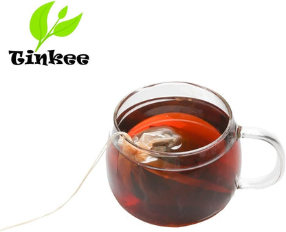 Tea Filter bags, safe and natural material, disposable tea infuser, empty tea bag with drawstring for loose leaf tea, set of 100（3.15 x 3.94 inch ） (White)