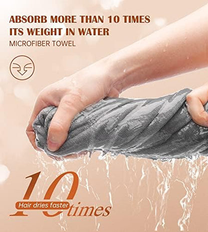 POPCHOSE Microfiber Hair Towel Wrap, 3 Pack Fast Drying Hair Turban, Stocking Stuffers for Women, Soft Ultra Absorbent, No Frizz Hair Wrap Towels for Women Wet Hair, Curly, Longer, Thicker Hair