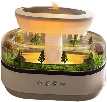 Rain Cloud Aromatherapy Diffuser Air Humidifiers Water Drip,Micro Landscape Essential Oils Ultrasonic Diffuser Flame for Sleeping and Relaxing (white1)