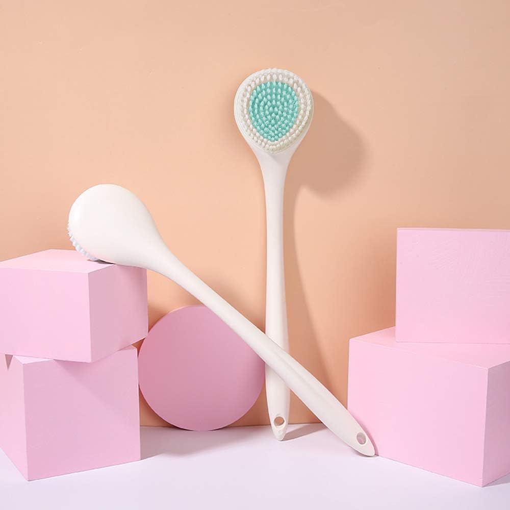 BEDELITE Back Scrubber for Shower, Soft Bath Brush Long Handle for Men & Women(16.4 Inches), Anti Slip Body Scrubber Exfoliator for Cleaning(Blue)