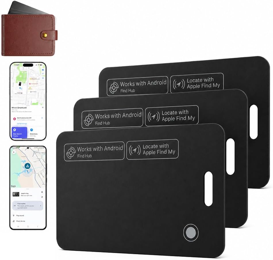 Luxford Finder Card Android Wallet Tracker Card Rechargeable Wireless Charging IP68 Waterproof Ultra Slim Locator for Apple Find My and for Google Find Hub Wallet Passport Luggage Backpack