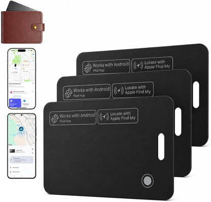 Luxford Finder Card Android Wallet Tracker Card Rechargeable Wireless Charging IP68 Waterproof Ultra Slim Locator for Apple Find My and for Google Find Hub Wallet Passport Luggage Backpack