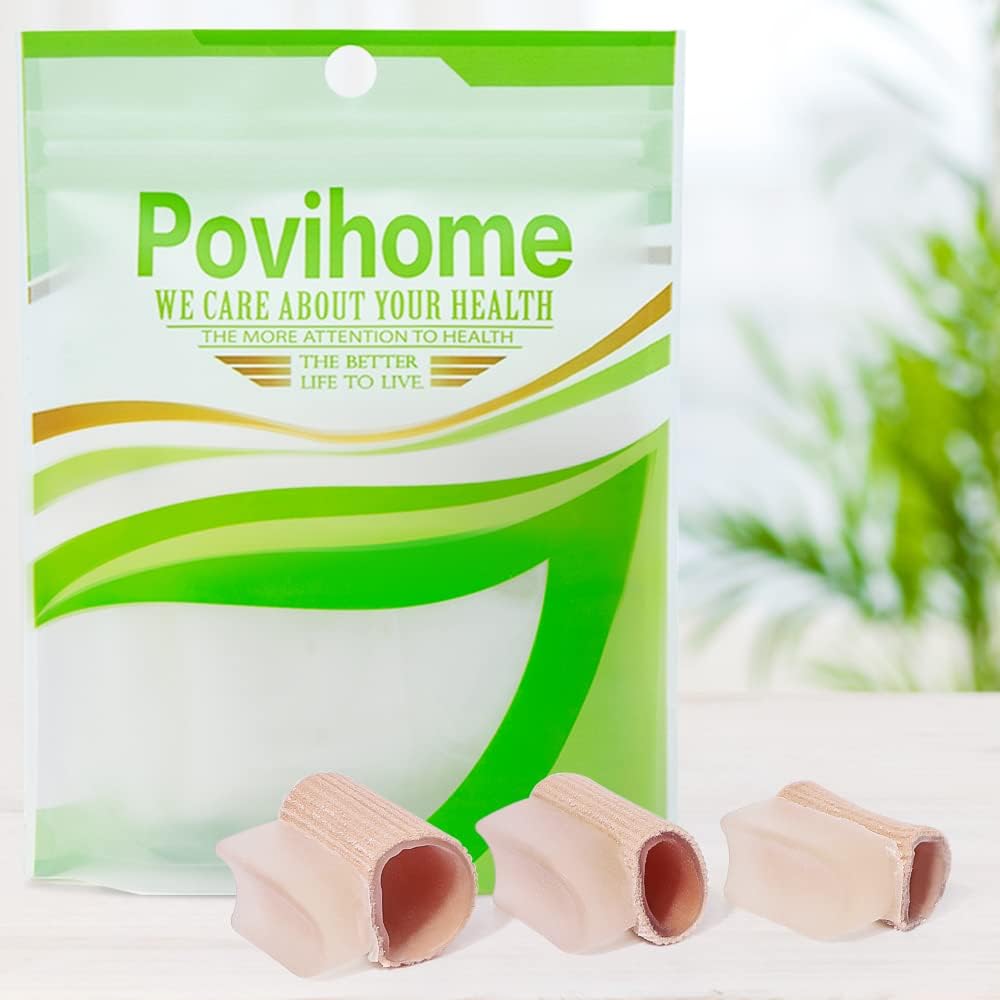 Povihome 6 Pack Gel Toe Spacer Separators(0.6'' Thick), Bunion Corrector for Overlapping Toe (1st/2nd Toe), Silicone Toe Spacers with Soft Gel Lining for Hallux & Bunion Pain Relief