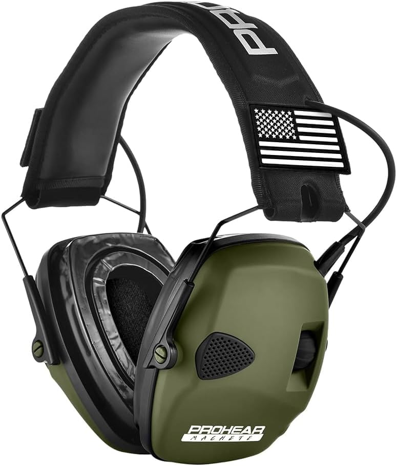 PROHEAR Electronic Ear Protection for Shooting with 4X Sound Amplification, Gun Range Hearing Protection Muffs, NRR 23dB Noise Reduction Headphones for Hunting, Green