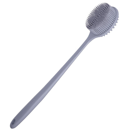 DNC Back Scrubber for Shower Soft Silicone Bath Body Brush with Long Handle (Black)