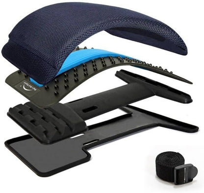 Multi-Level Back Stretcher Device, Lumbar Back Stretching Device, Memory Foam Lumbar Pillow Back Pain Support for Office Chair and Pain Relief(Blue)