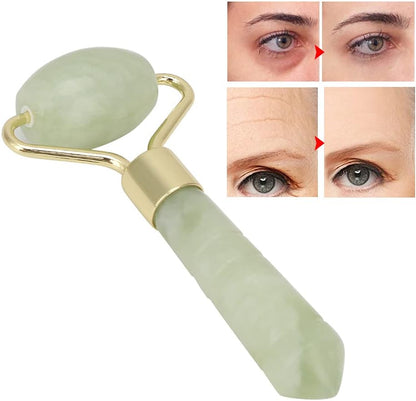 Jade Stone Facial Roller - 3.3x1.6in Face Massager, Mini Handheld Multifunctional Skin Tightening Tool for Face Lifting