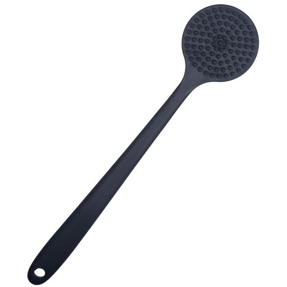 DNC Back Scrubber for Shower Soft Silicone Bath Body Brush with Long Handle (Black)