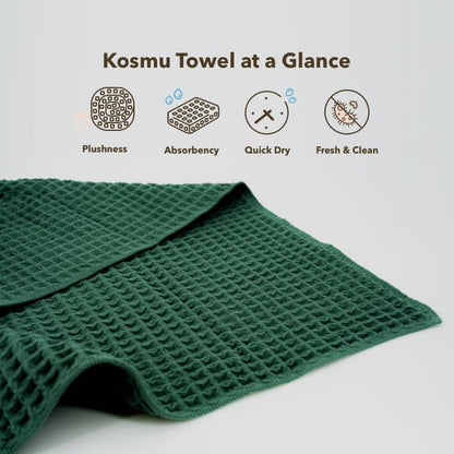 Luxury Organic Japanese Cotton Hair Drying Waffle Towel Wrap for Women | Absorbent, Quick-Dry Head Turban for Shower, Sauna, Spa | Extra Large for Long, Curly, Straight Hair With Button (White, 1 Pc)