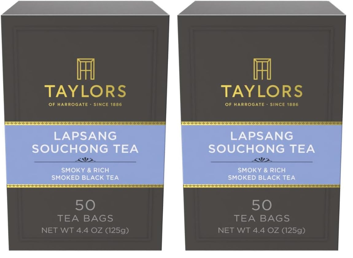 Taylors of Harrogate Lapsang Souchong, Black Tea, Pillow Tea Bags, Smoky, Rich and Strong, Caffeinated, Enjoy Hot or Iced, 50 Teabags, 50 Count (Pack of 2)