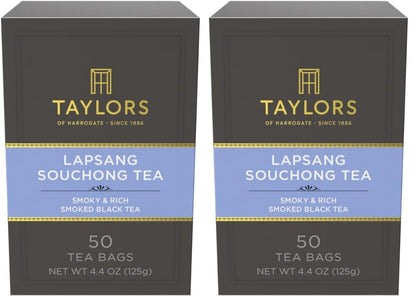 Taylors of Harrogate Lapsang Souchong, Black Tea, Pillow Tea Bags, Smoky, Rich and Strong, Caffeinated, Enjoy Hot or Iced, 50 Teabags, 50 Count (Pack of 2)
