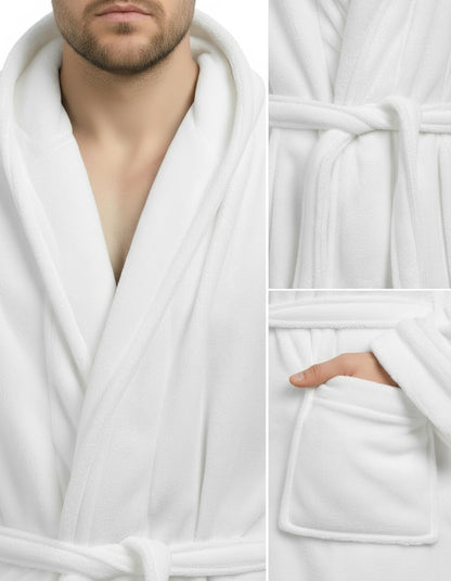 NY Threads Mens Robe with Hood, Luxury Plush Fleece Hooded Mens Bathrobe, Spa Bath Robe for Men