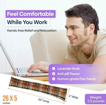 SunnyBay Microwavable Heating Pad for Neck and Shoulder, Heated Neck Wrap, Microwave Heat Pad, Weighted Beanbag Moist Hot or Cold Compress, 2.2 lbs, 26x4 Inches, Navy Blue