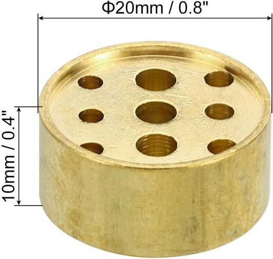 PATIKIL Incense Holder, 2 Pack Brass Incense Cone Burner Stick Holder with 9 Holes Incense Stand Base for Yoga Spa Room Home Office, 0.8" Dia. 0.4" Tall