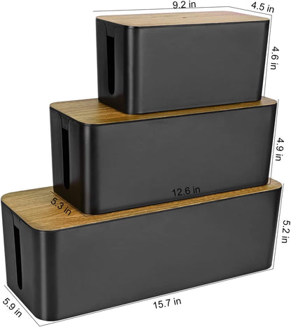 Tuwechen 3 Pack Cable Management Box, Cable Organizer Box to Hide Wires
