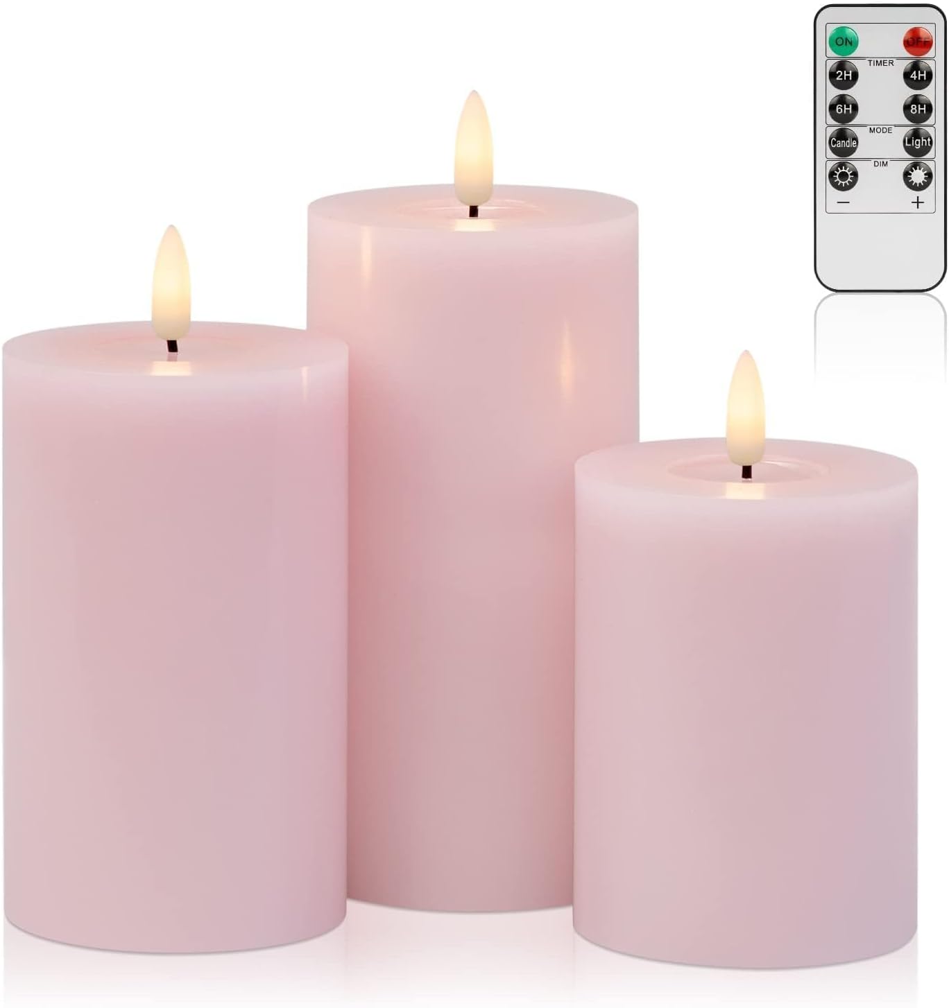 ANGELLOONG Flickering Flameless Candles, Realistic Battery Operated Candles with Remote and Timer, Set of 3 LED Candles for Fall Room Home Wedding Decor Centerpieces Table Party Christmas Decorations