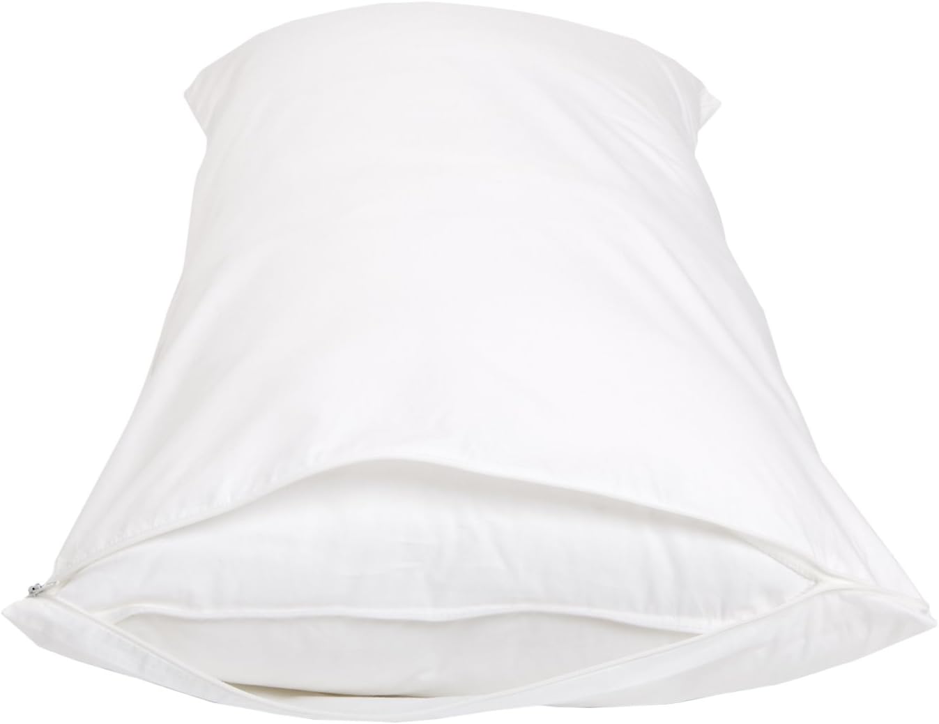 Amazon Basics Standard Breathable 100% Cotton Hypoallergenic Pillow Protector with Zipper, Machine Washable, White, 27 x 21 Inches, Pillows Not Included