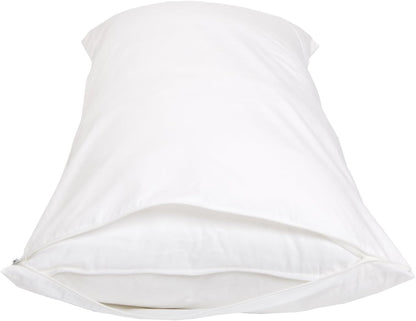 Amazon Basics Standard Breathable 100% Cotton Hypoallergenic Pillow Protector with Zipper, Machine Washable, White, 27 x 21 Inches, Pillows Not Included