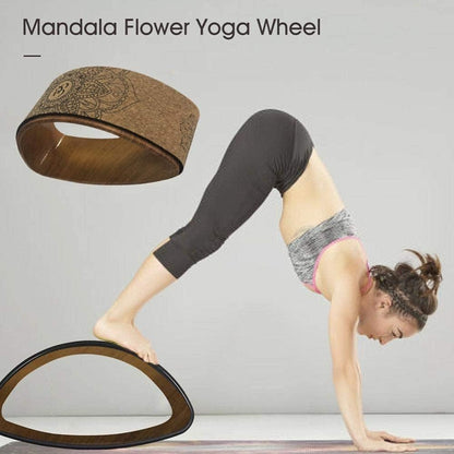 qiuqiu Yoga Wheel Yoga Wheel Circle Fitness Pilates Rear Wheels Folded Stretch Cork Solid Yoga Training Tool