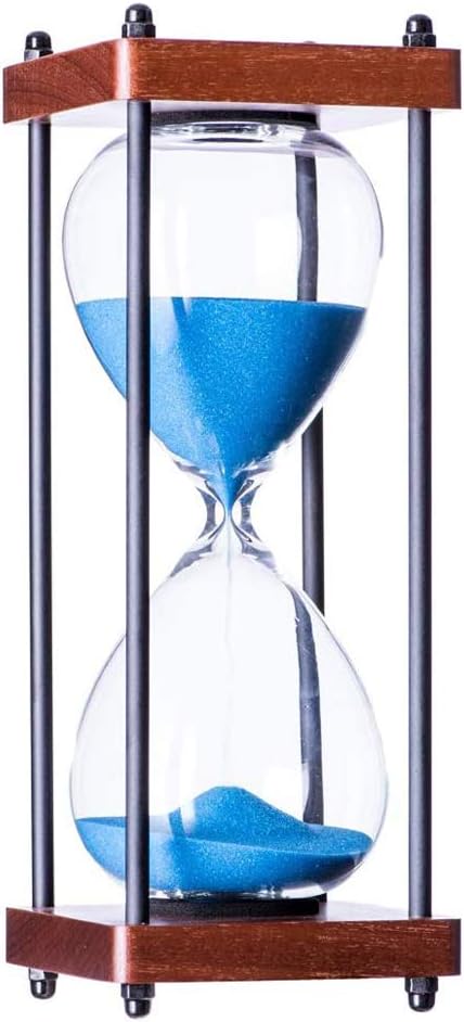 Large Hourglass Timer 60 Minute, Decorative Wooden Sandglass, Black