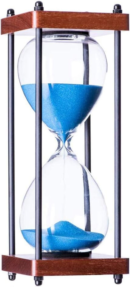 Large Hourglass Timer 60 Minute, Decorative Wooden Sandglass, Black