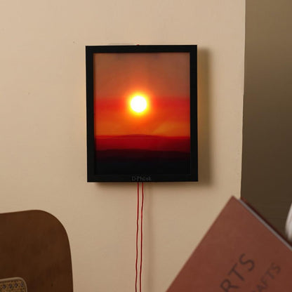 Creative Sunset Wall Lamp, Wall Decoration Art, Rechargeable Sunset Projection Lamp with Lift Control, Wall-Mounted Sunrise to Sunsets Atmosphere Light for Bedroom Living Room Party (8.6 x 10.6″)
