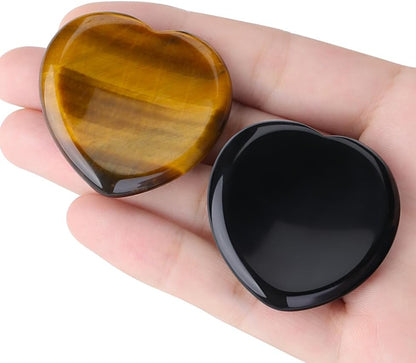YATOJUZI Thumb Worry Stones for Anxiety Stress Relief Items Healing Crystals Natural Amethyst Rose Quartz Crystal Palm Pocket Stone Gemstones Meditation Reiki Spiritual Gifts for Women Men 2PCS