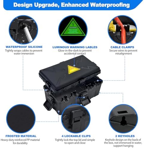 Hrensaw Large Outdoor Electrical Box Waterproof(12.5x8.5x5inch),IP54 Waterproof Outdoor Outlet Covers,Weatherproof Extension Cord Covers Protect Outlet,Plug,Timer,Power Strip,Holiday Light,Black